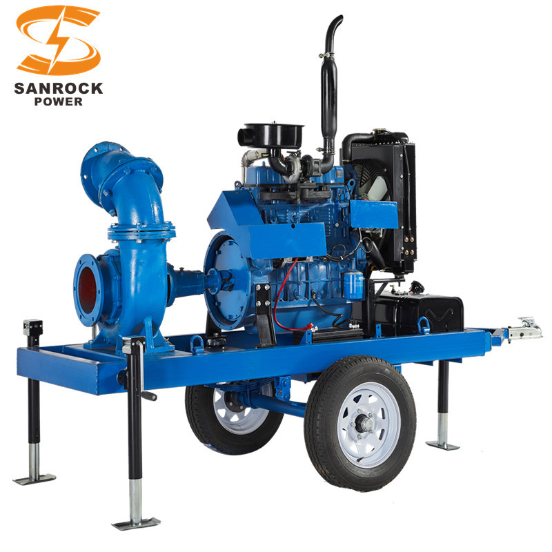 Efficient 2 Wheeled High Pressure Water Pump Agricultural Irrigation Diesel Water Pump