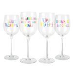 High Quality Personalized Glitter Tem Birthday Gift Red Wine Glass