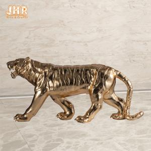 Quality Lifesize Resin Tiger Statue Golden Fiberglass Animal Figurine Indoor Decoration wholesale