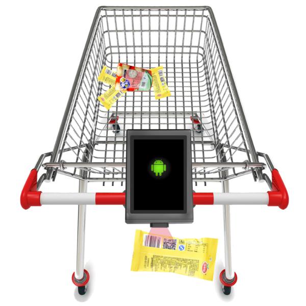5000MA Battery 7inch Touch Screen Movable Checker on Shopping Trolley for