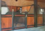 Black Powder Coating Modular Horse Stalls , Bamboo Infill Premade Horse Stalls