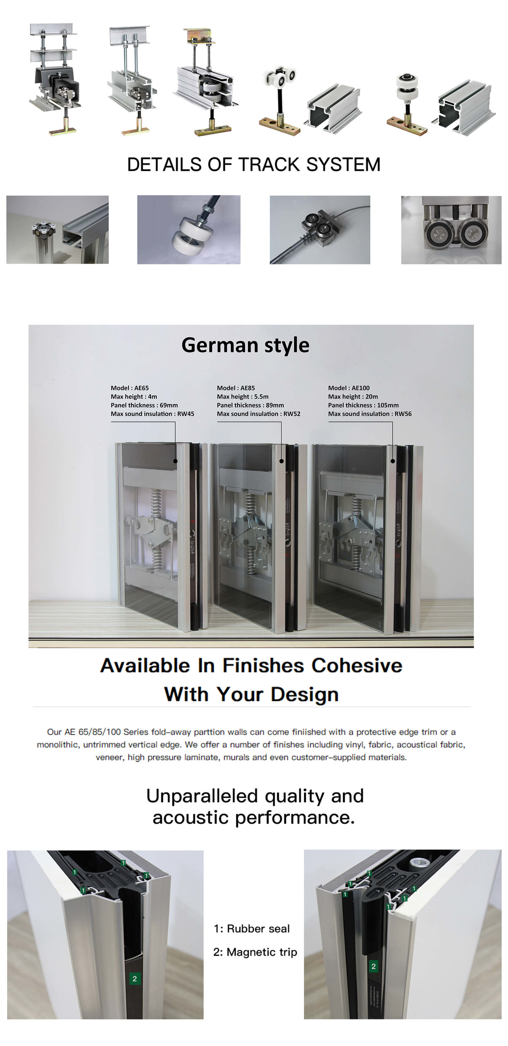 Smooth Operate Hotel Acoustic Folding Room Partition Walls Commercial