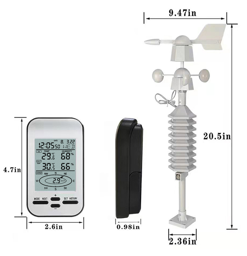 Outdoor Wireless Weather Station Temperature Humidity Wind Direction And Speed Sensor