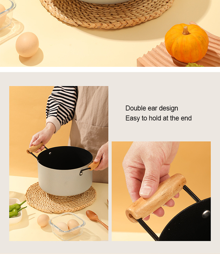 3 Pcs Nonstick Cookware Set Fine Iron Non Stick Cooking Pot Set With Glass Lid