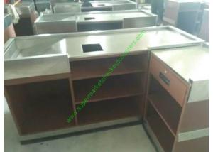 Quality Coffee Bar And Supermarket Checkout Counter Table / Metal Cash Wrap Counter wholesale