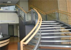 Quality Prefab Apartment Building Curved Stairs Clear Finish , Arc Shaped wholesale