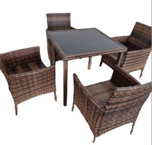 Quality 5 Pieces Outdoor Patio Wicker Dining Set Rattan Detachable Stylish Comfortable wholesale