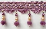 Wholesale high quality beautiful fabric drapery trimmings beaded pom pom fringes