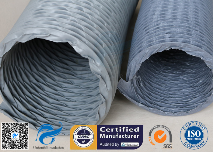 HVAC Flexible Air Duct PVC Coated Fiberglass Fabric Grey 200MM Hose Waterproof