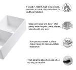 33 Inch Undermount Farmhouse Bathroom Double Sink White Big Ceramic Kitchen