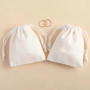Quality SMATA Creamy White Drawstring Jewelry Pouch Custom Size Cotton Jewelry Bags wholesale