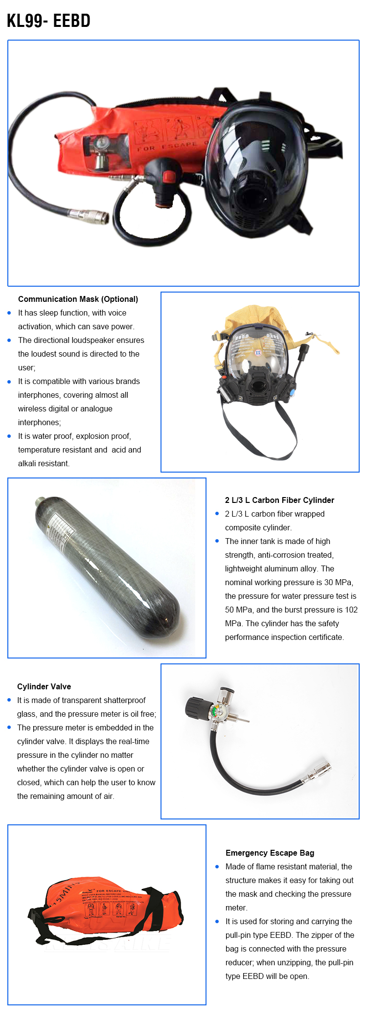 3L Compressed Air Emergency Escape Breathing Device Eebd For MED Certified Safety