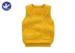 Sleeveless Cable Knitting Girls Pullover Sweaters Two Pockets Unisex Vest Side