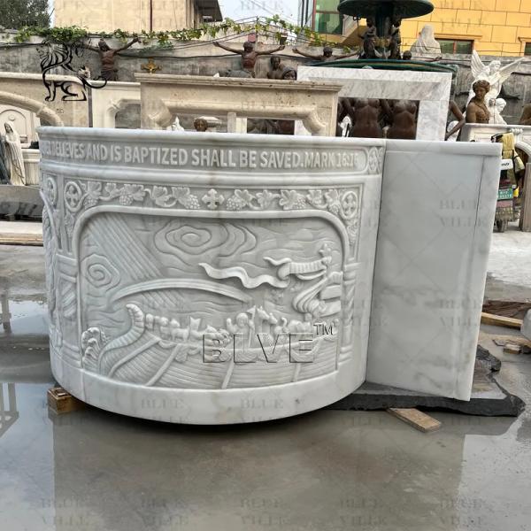 Marble Holy Water Font Baptism Natural Stone Religious Saint Baptismal Hand