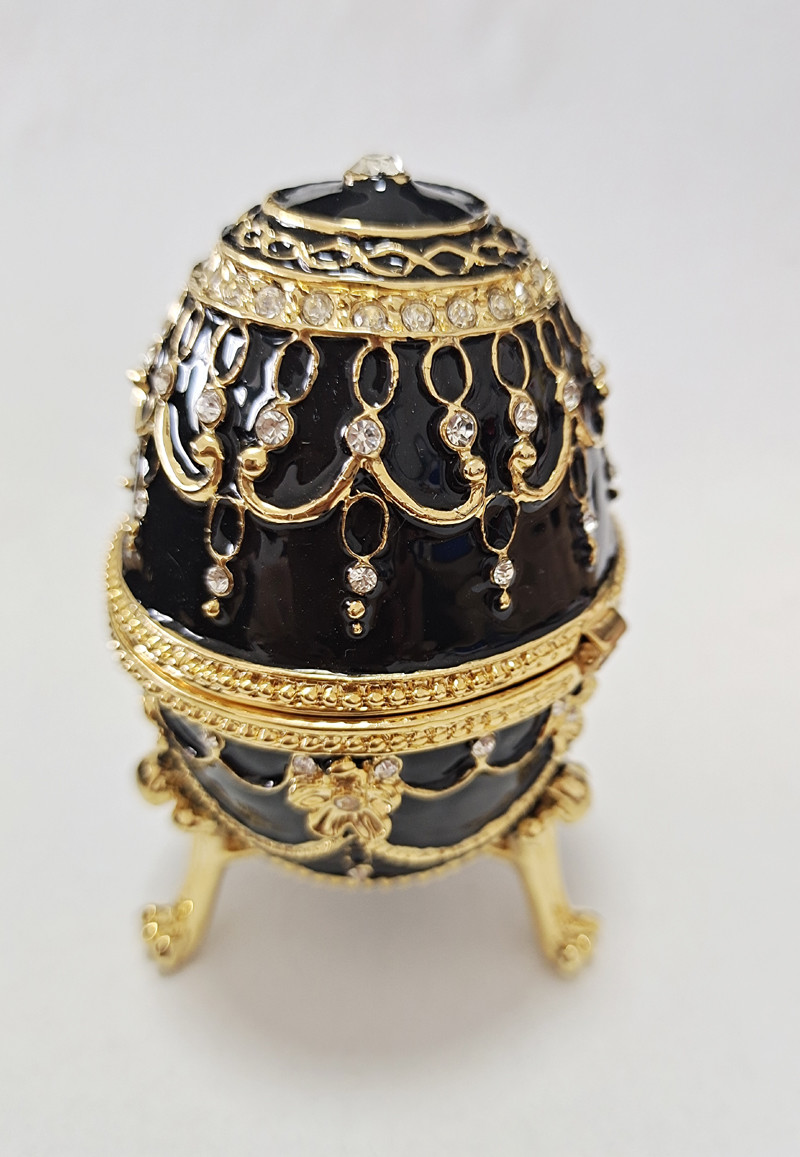 Faberge Egg Jewelry Box Series Hand Painted Jewelry Trinket Box with Rich Enamel EggBox Sparkling Rhinestone Unique Gift