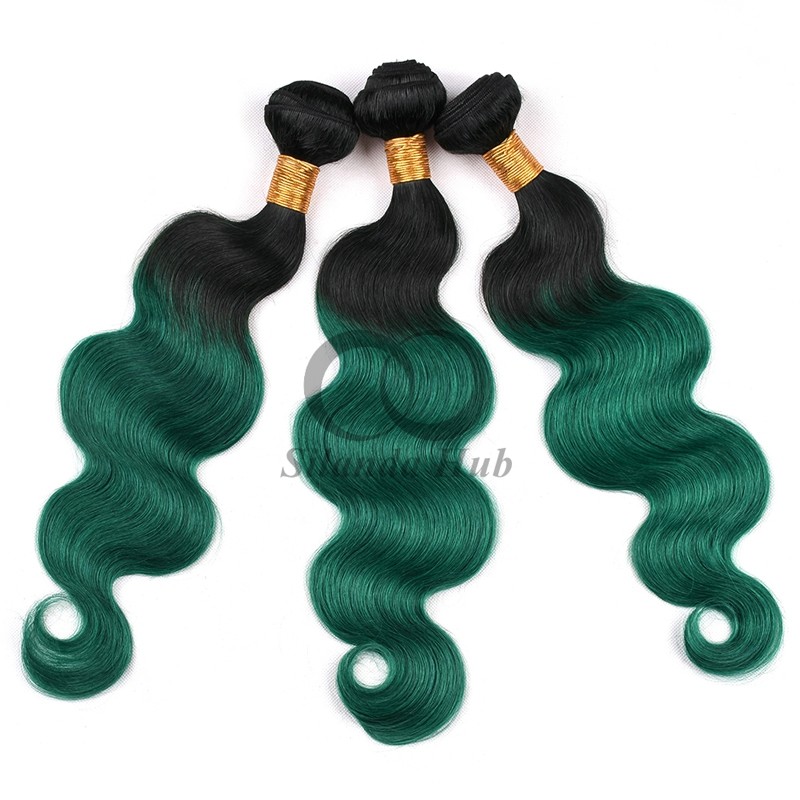 #T1B/Green Body Wave Remy Human Hair Bundles Sew In Weave Bundles Brazilian Bundle Deals