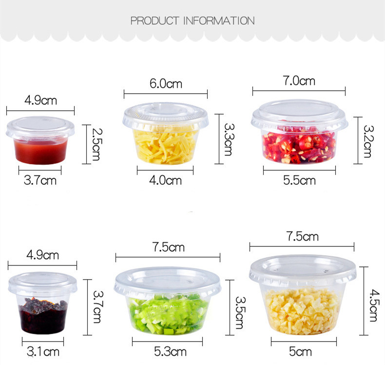 Other Food Customized Color Disposable Plastic Mini Yogurt Condiment Cup with Lids