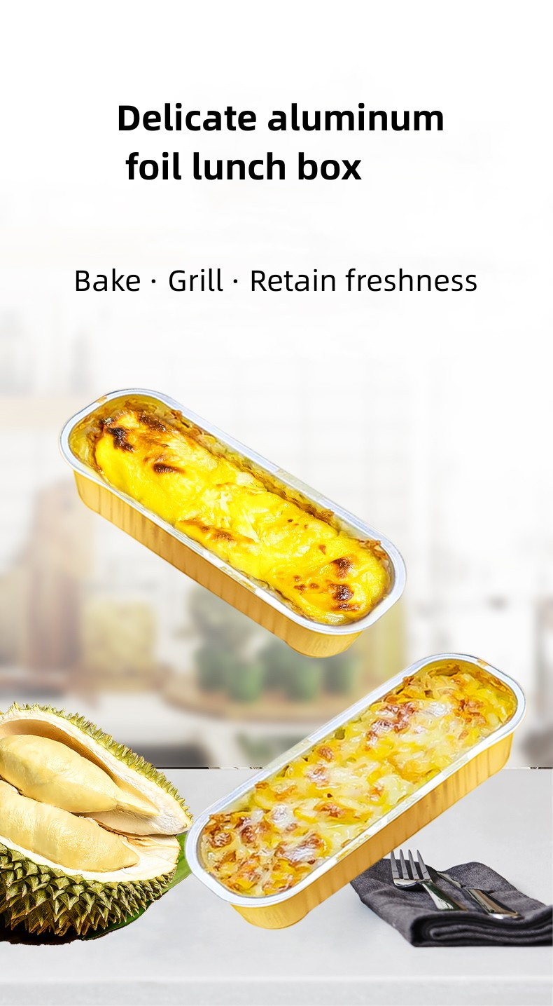 7oz Smooth Wall Foil Cake Cup Disposable Baking Tray Rectangular Aluminum Foil Container