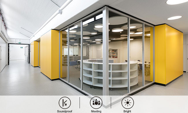 Modern Office Commercial Glass Partitions Aluminum Interior Glass Wall Partition