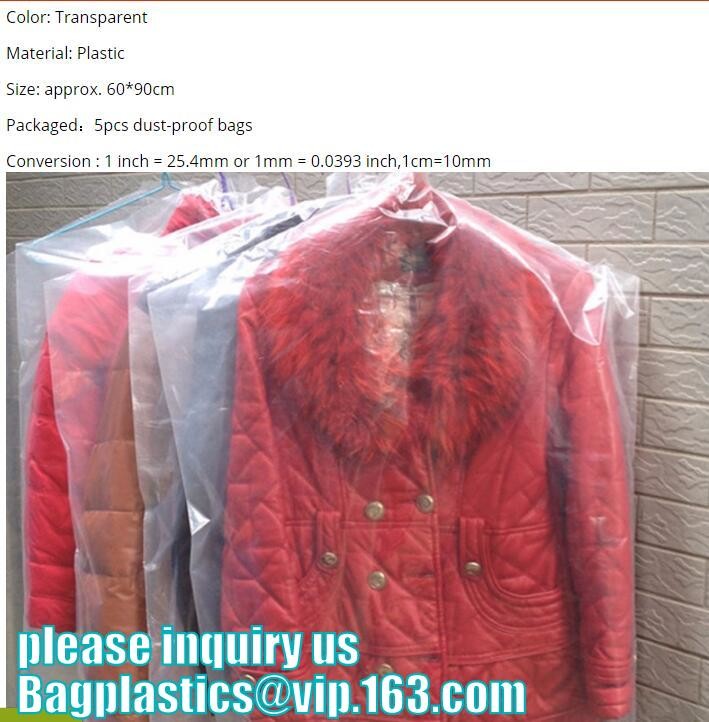 commercial clear pe ldpe poly hotel laundry roll up suit garment packaging dry cleaning cover plastic polythene bag for