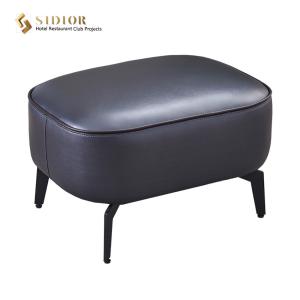 Quality PU Small Living Room Ottoman 62cm Length Black Leather Footstool wholesale