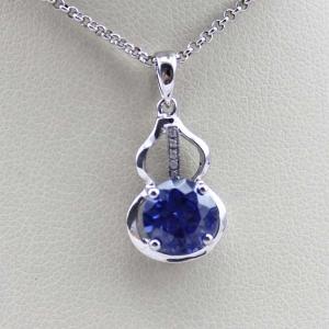Quality Fashion Silver Jewelry 7mm Blue Cubic Zircon Stones Pendant(PSJ0415) wholesale