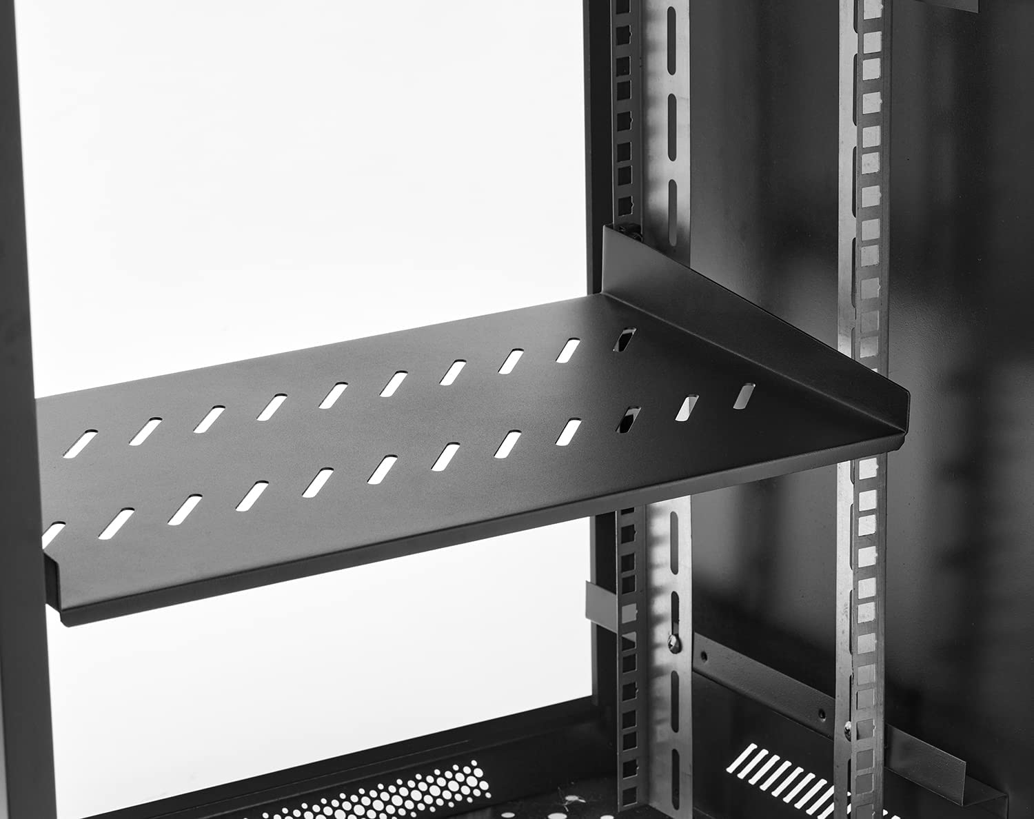 2U Server Rack Shelf Mount Tray 16" Deep for 19" Network Cabinet and Equipment Universal Vented Rack Shelf Mounting