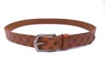 Genuine 3.0cm Embossed Leather Belt With Alloy Pin Buckle