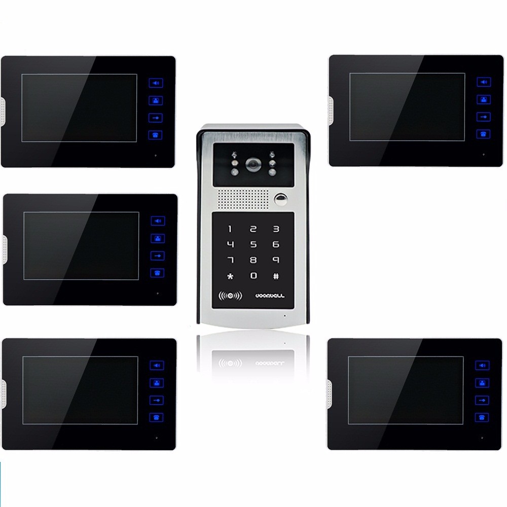 7inch touch key and intercom system unlock by password and ID card WIFI video door phone for villa