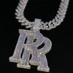 8 Inches Hip Hop Jewelry Mens Letter Pendant Iced Out Hip Hop Chains For Mens