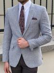 Knitted Grey Purple Business Casual Suit Jacket For Gentlemen