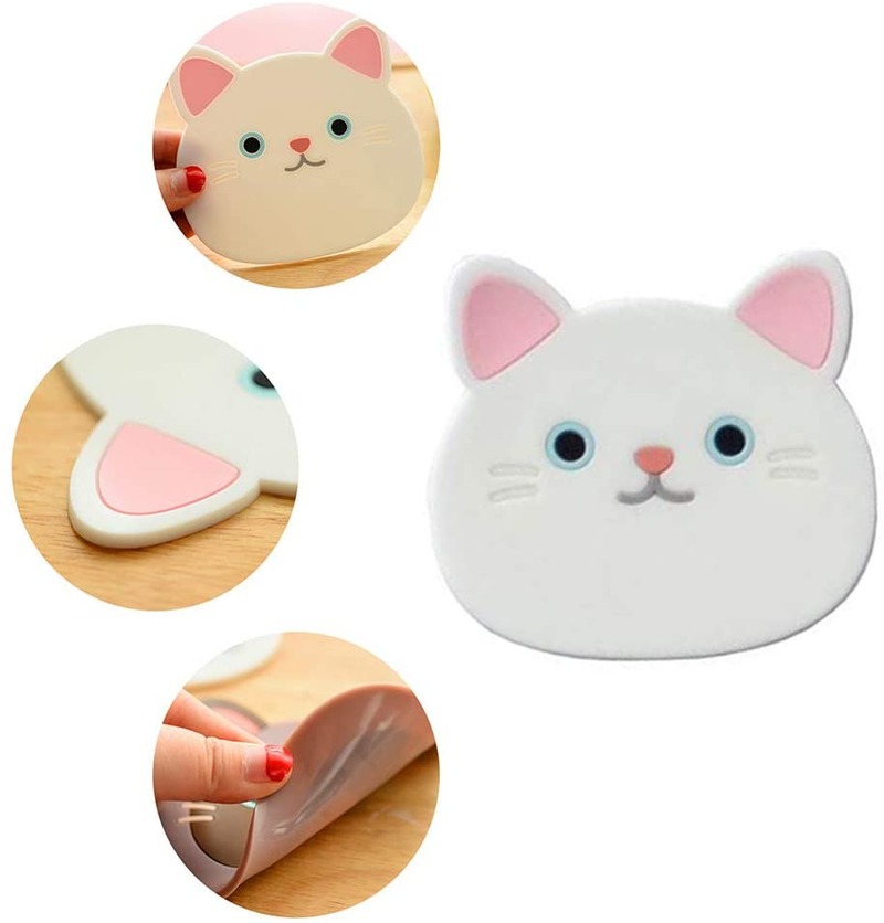 Minglu CM-005Cute Cartoon Cat Cup Coasters Mats Silicone Rubber Coaster for Wine, Glass, Tea, Housewarming Beverage, Drink, Beer