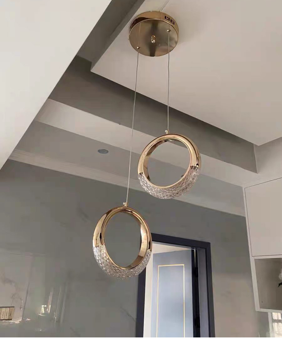 Luxury Crystal Chandelier For Staircase Led Home Decor Light Fixture Modern Creative Rings Chandelier(WH-NC-53)