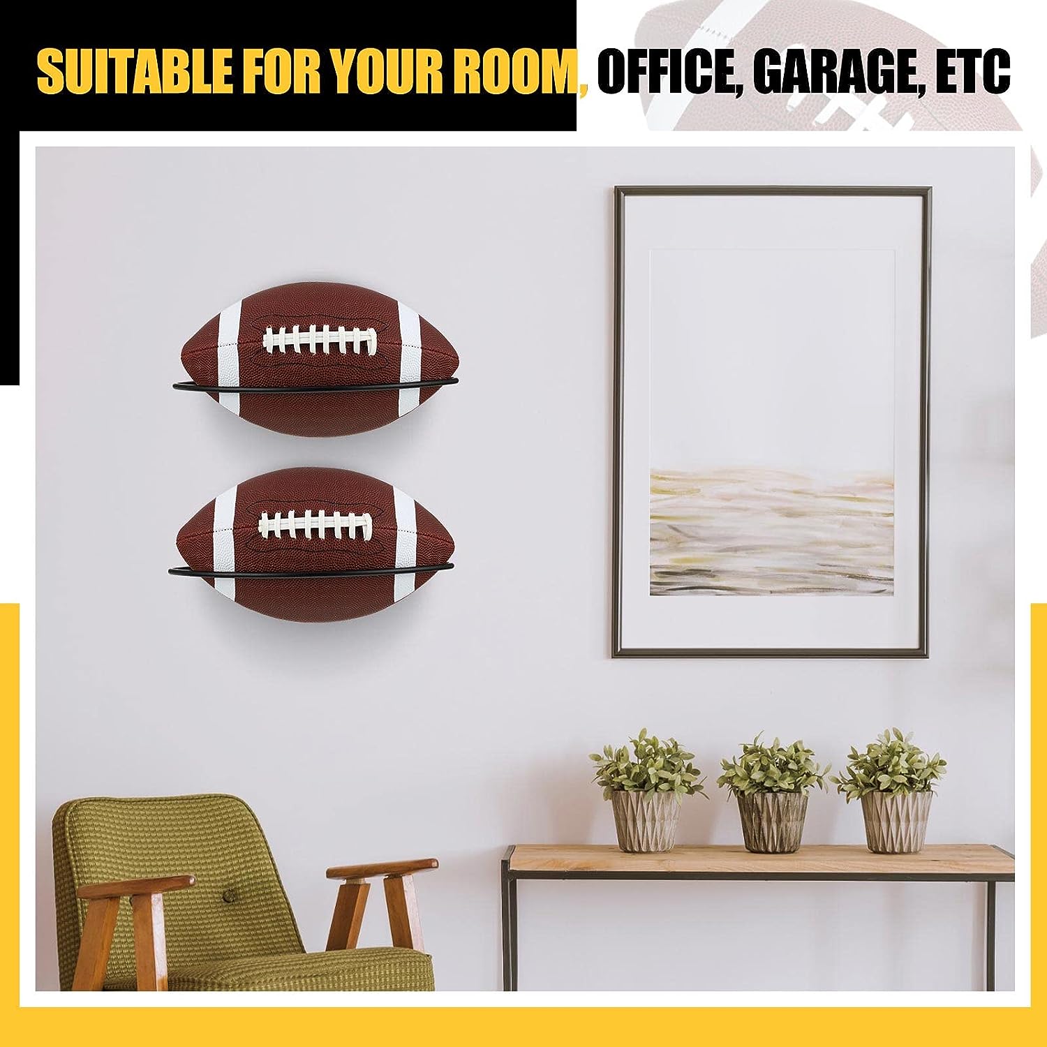 Wall Mounted Sports Ball Display Holder for Basketball Soccer Football and Volleyball