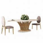 Faux Marble Luxury Modern Round Accent Dining Table For 6 people