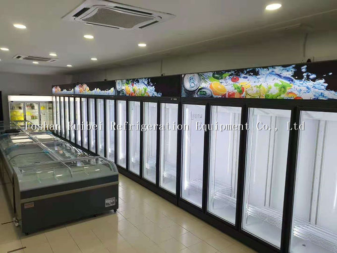 Vertical 5 Layer R290 Commercial Glass Door Freezer Showcase