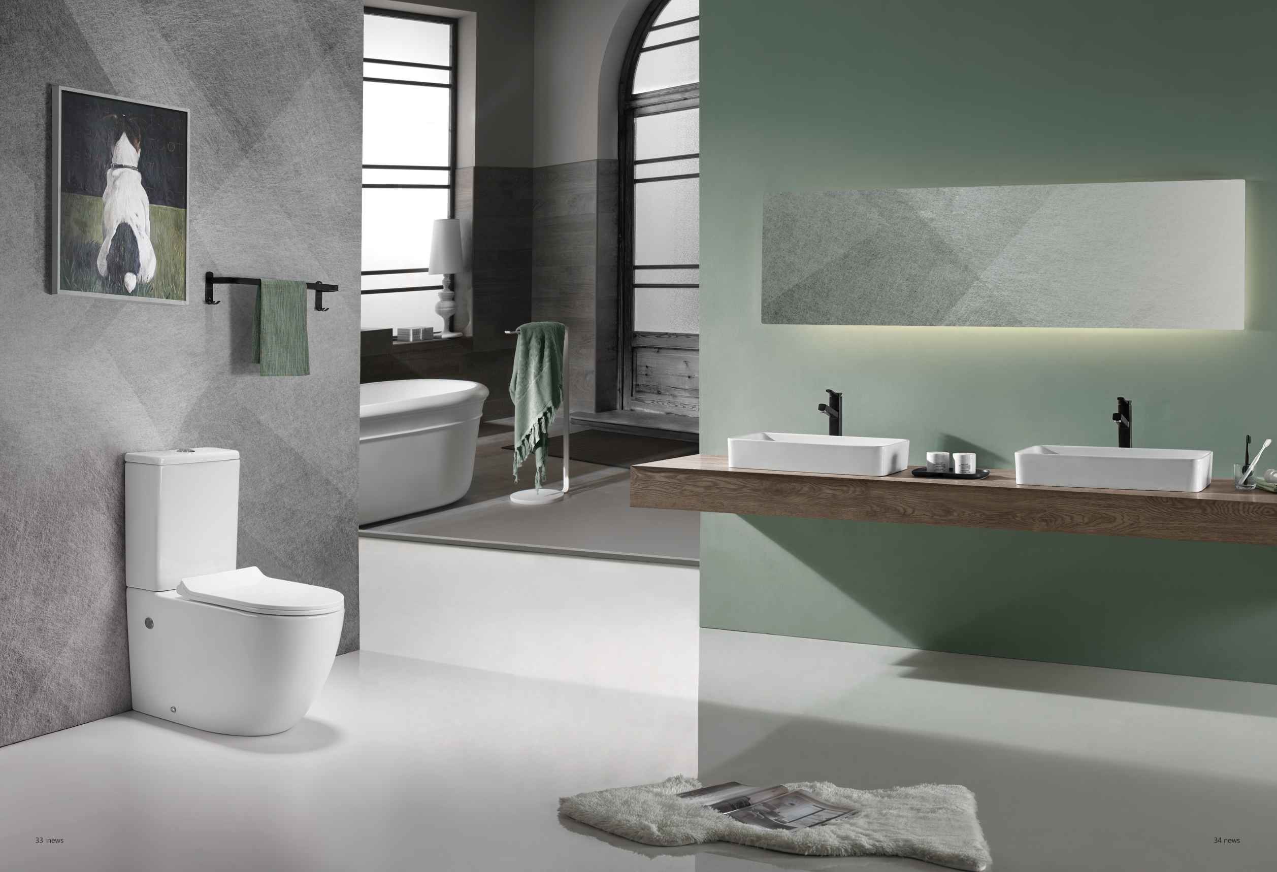 Ceramic Dual Flush Two Piece Toilet Glossy White Modern Bathroom Sanitary Ware