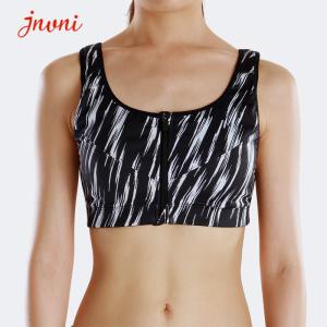 Quality Women High Impact Printed Yoga Sports Bra Shockproof Fitness Bra Push Up Front Zipper Sportwear wholesale