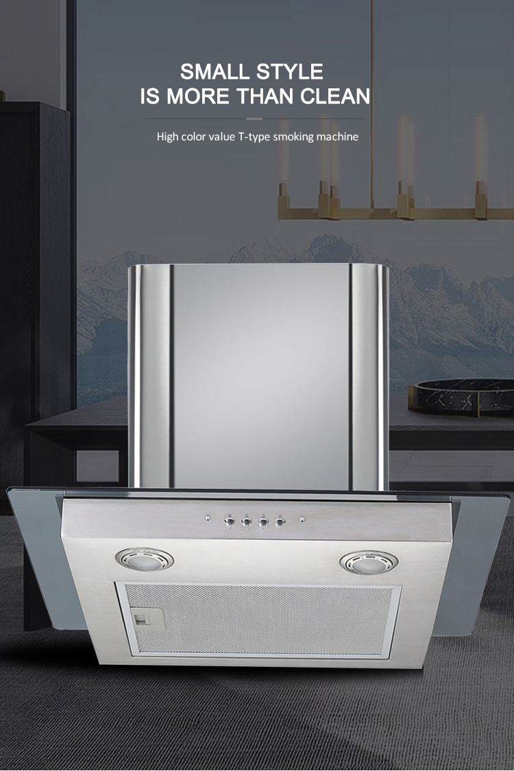 Modern Glass Stainless Steel T Shape Chimney Hood Electric Wall Mounted Range Hood
