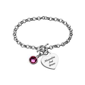 Quality 0.72X0.6in 0.7oz Sterling Silver Personalized Bracelet Stainless Silver S925 Heart Shaped Bracelets wholesale