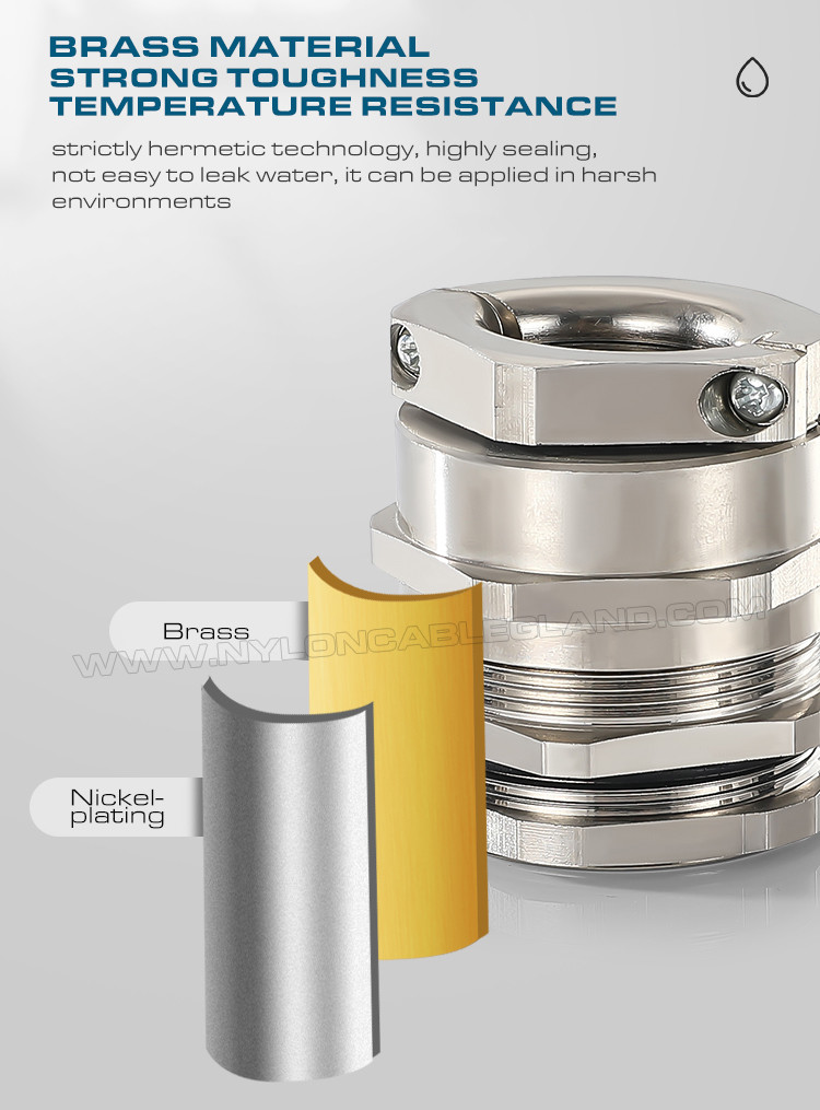 Waterproof IP68 Metal Cable Gland PG7~PG48 / M12~M64 with Strain Reliever (Clamping Device)
