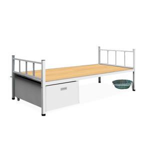 Quality Powder Coated Sturdy Army Gray Green Color Steel Bed With Bottom Locker wholesale