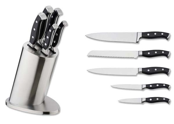 Cheap Top quality 5PCS kitchen knife set with ABS forged handle in stianless steel knife stand for sale