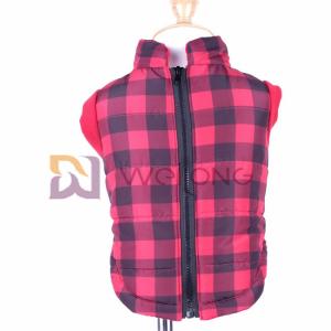 Quality Christmas Plaid Dog Jacket 2*2 RIB Good Elasticity Opening zippered dog coats wholesale
