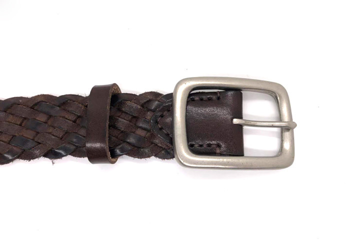 Casual Mens 4.0cm Brown Braided Leather Belt For Pants