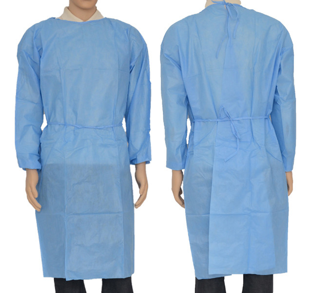 SMS Non Woven Disposable Surgical Gown Blue Color OEM For Protection