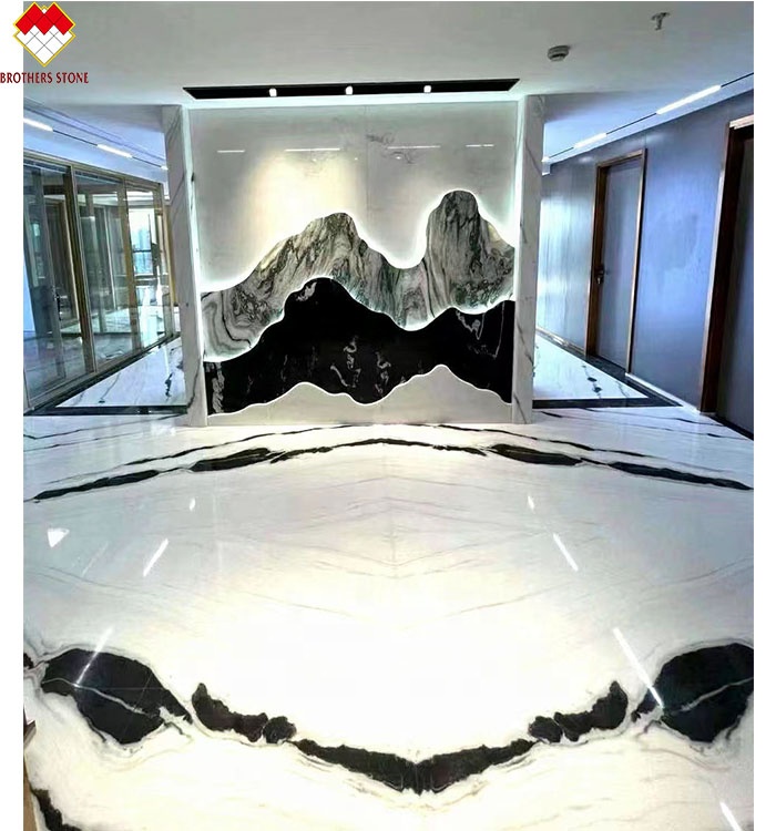 9/12/15mm Thickness LED Light Follows Panda White Marble Stair with Natural Stone