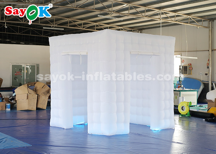 Inflatable Party Tent Two Doors Inflatable Portable Photo Booth White Oxford Cloth / Remote Control