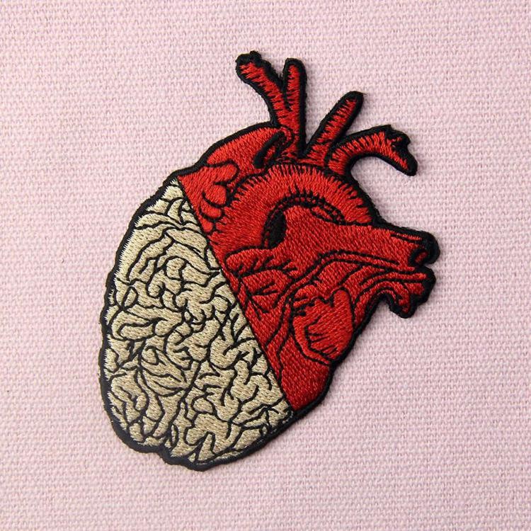Laser Cut Twill Custom Embroider Patch Anatomical Heart Patches For Clothes