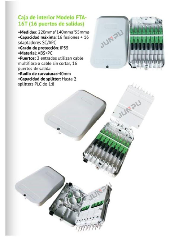 16 core Fiber Optic Distribution Box with SC adapters , PC+ABS material
